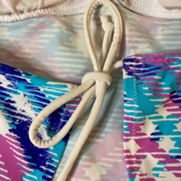 Beach Scene Halter Bikini Tankini Top 90s Y2K Print Size S - Picture 5 of 8